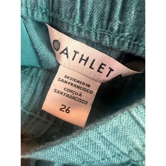 NWT Athleta Retreat Linen Wide Leg Pant Teal Blue/Green Women's Plus Size 26 - Picture 7 of 15